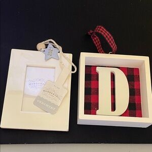 Hobby Lobby White and Red Plaid Holiday Ornaments